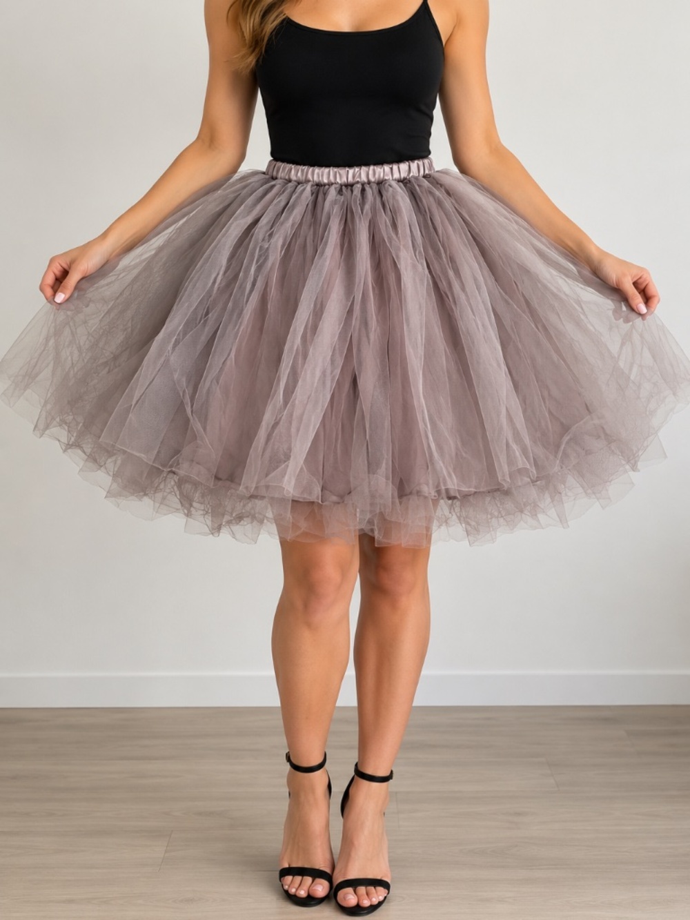 Grey Mauve Layered Tulle Tutu Skirt M | Zombie Bride Halloween Costume